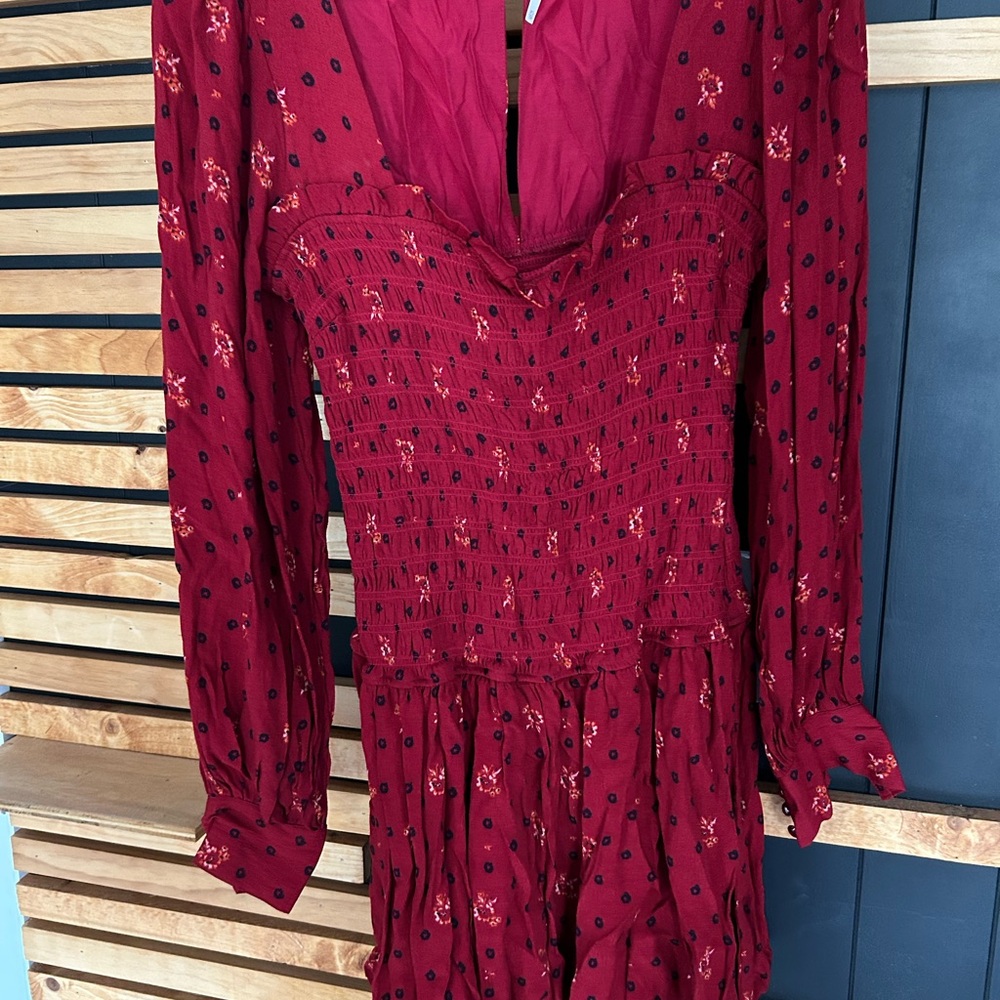 Elegant Red Floral Dress